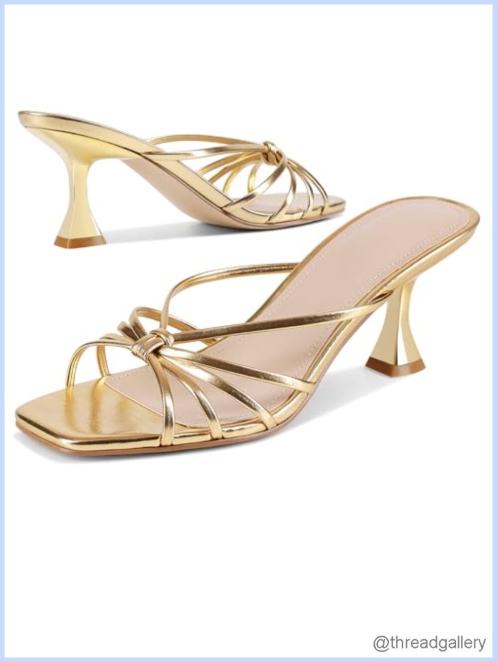 Women's Faux Leather Kitten Heel Strappy Square Open Toe Dress Sandals